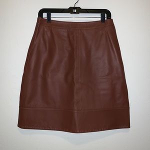 Brand-New Brown Leather Skirt by Halogen